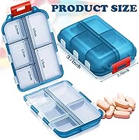 Vista 2 de Meekoo Organizador de pastillas de viaje, 8 unidades, portátil, de bolsillo, contenedor diario, contenedor pequeño, medicina, viajes, con 10