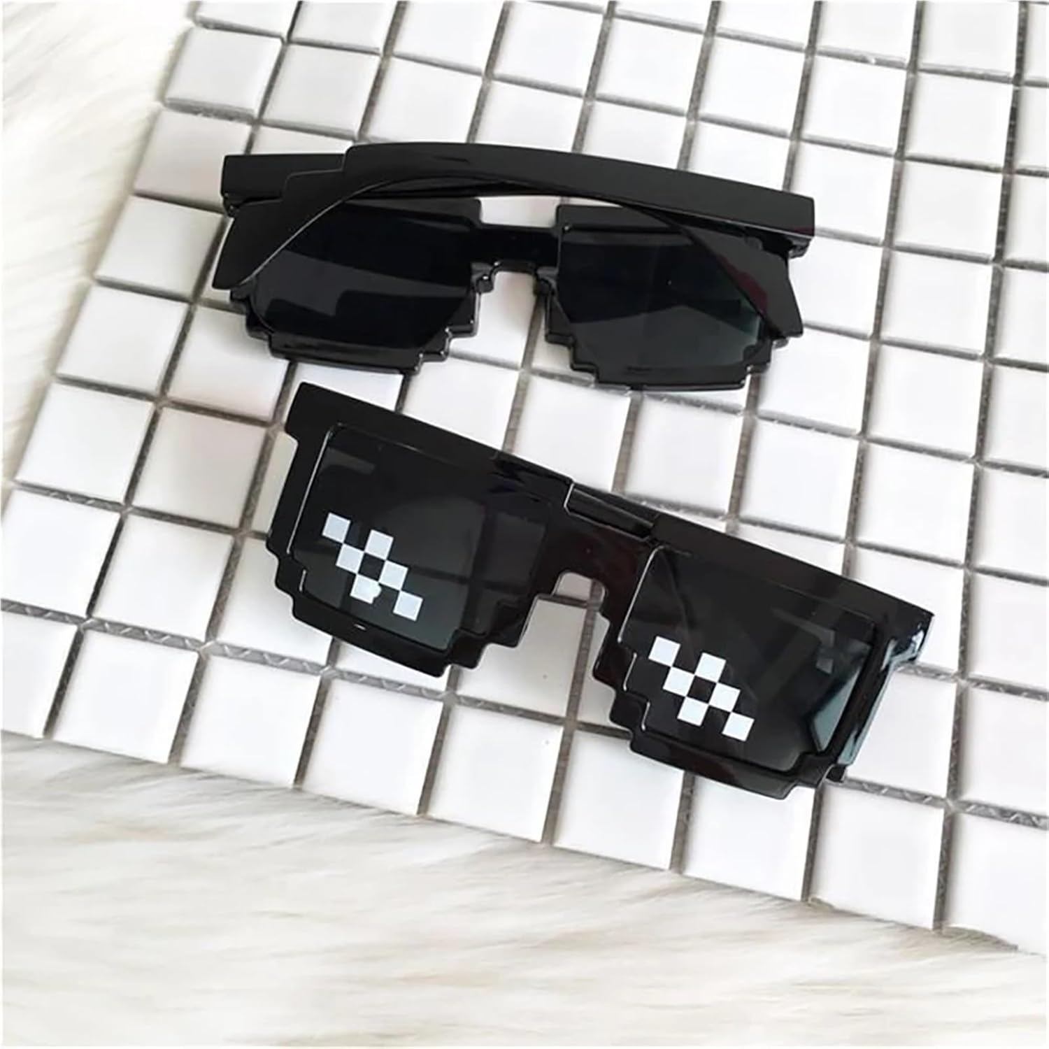 Pixel Sunglasses for Party 16 Pack Square Pixelated Mosaic Glasses for Women Men Party Travel Black