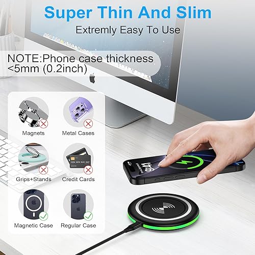 Miniatura 4 de Base de carga inalámbrica para Samsung Galaxy Z Flip7 Fold7 S25 Plus S25 Ultra S25 Edge S24 FE S23+ S22 S21,15W Estación de carga inalámbrica