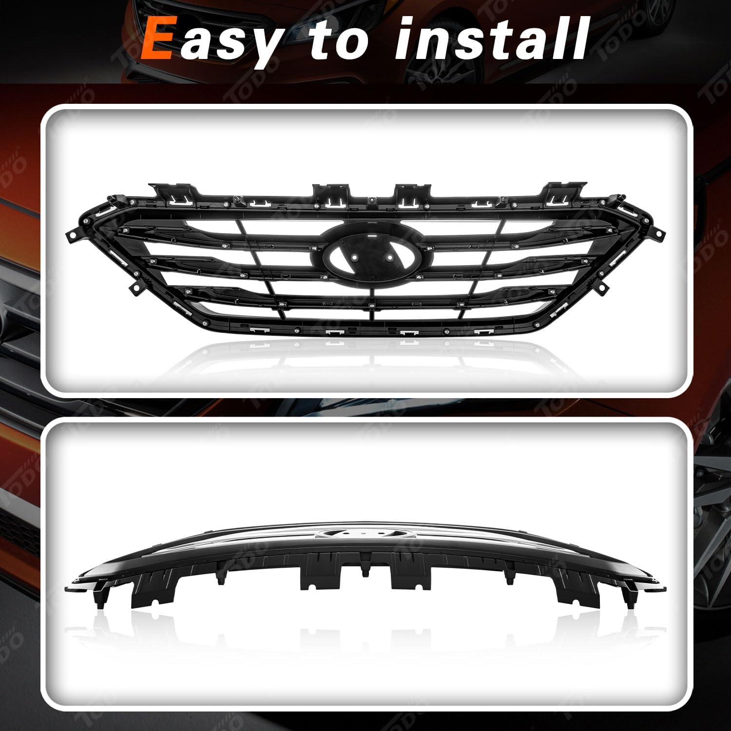 TODO Front Bumper Grille Upper Grill for 2015-2017 Hyundai Sonata Sport Limited Replacement 86350-C2300