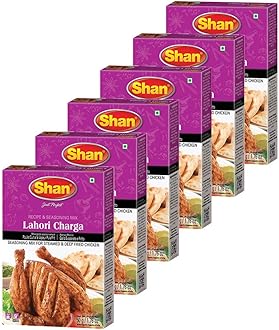 Shan Lahori Chargha Recipe and Seasoning Mix 1.76oz (50g) - Spice Powder for Steamed & Deep Fried Chicken - Suitable for Vegetarians - Airtight Bag in a Box (Pack of 6)