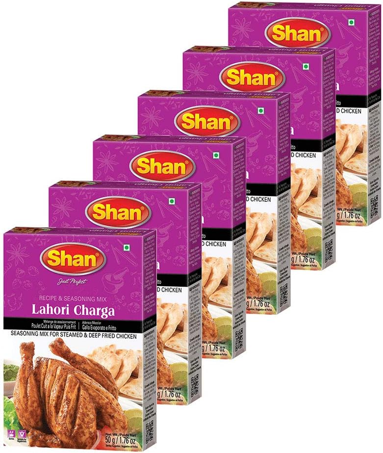 Lahori Chargha Recipe and Seasoning Mix 1.76oz (50g) - Spice Powder for Steamed & Deep Fried Chicken - Suitable for Vegetarians - Airtight Bag in a Box (Pack of 6)