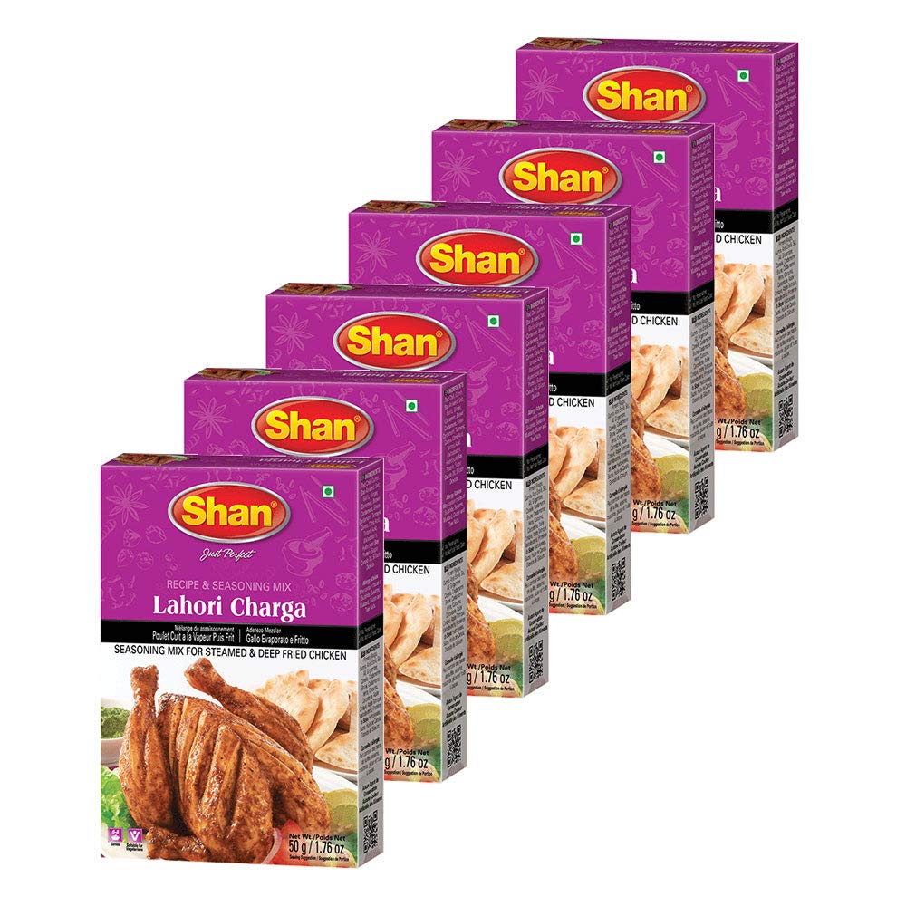 ShanLahori Chargha Recipe and Seasoning Mix 1.76oz (50g) - Spice Powder for Steamed & Deep Fried Chicken - Suitable for Vegetarians - Airtight Bag in a Box (Pack of 6)