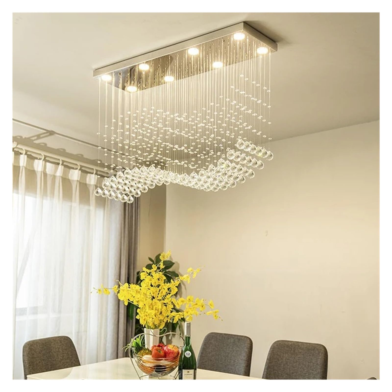 K9 Crystal Chandelier LED Chrome Finish Light Wave Art Deco Modern Chandelier Villa Chandelier