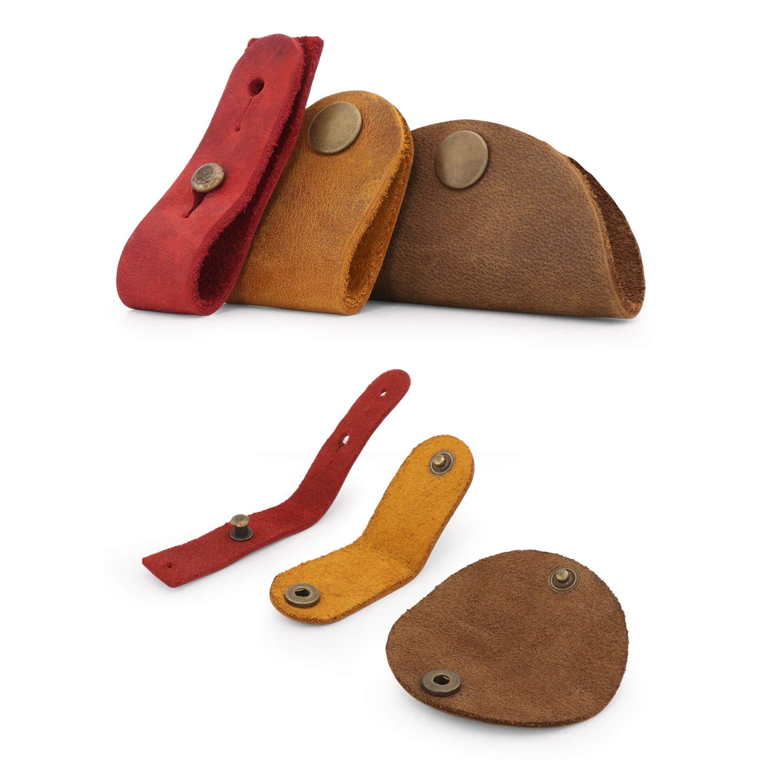 Londo Skórzany Organizer Na Kable i Słuchawki Zestaw - Uporządkuj Kable USB, Słuchawki - Skóra Naturalna, Cynamon/Brąz