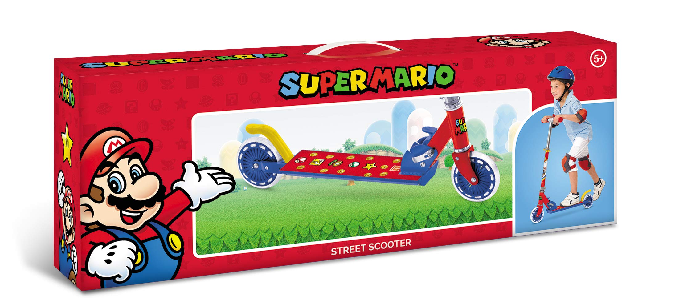 Mondo Toys - Monopattino in alluminio per bambino bambina Super Mario - manubrio regolabile - 2 ruote - 28618