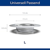 Rietlow Rozsdamentes Acél Lefolyószűrő Szett 2db - Univerzális Mosogatószűrő Polírozott Kivitelben - Hajfogó Zuhanyzóba - Könnyen Tisztíthat 2