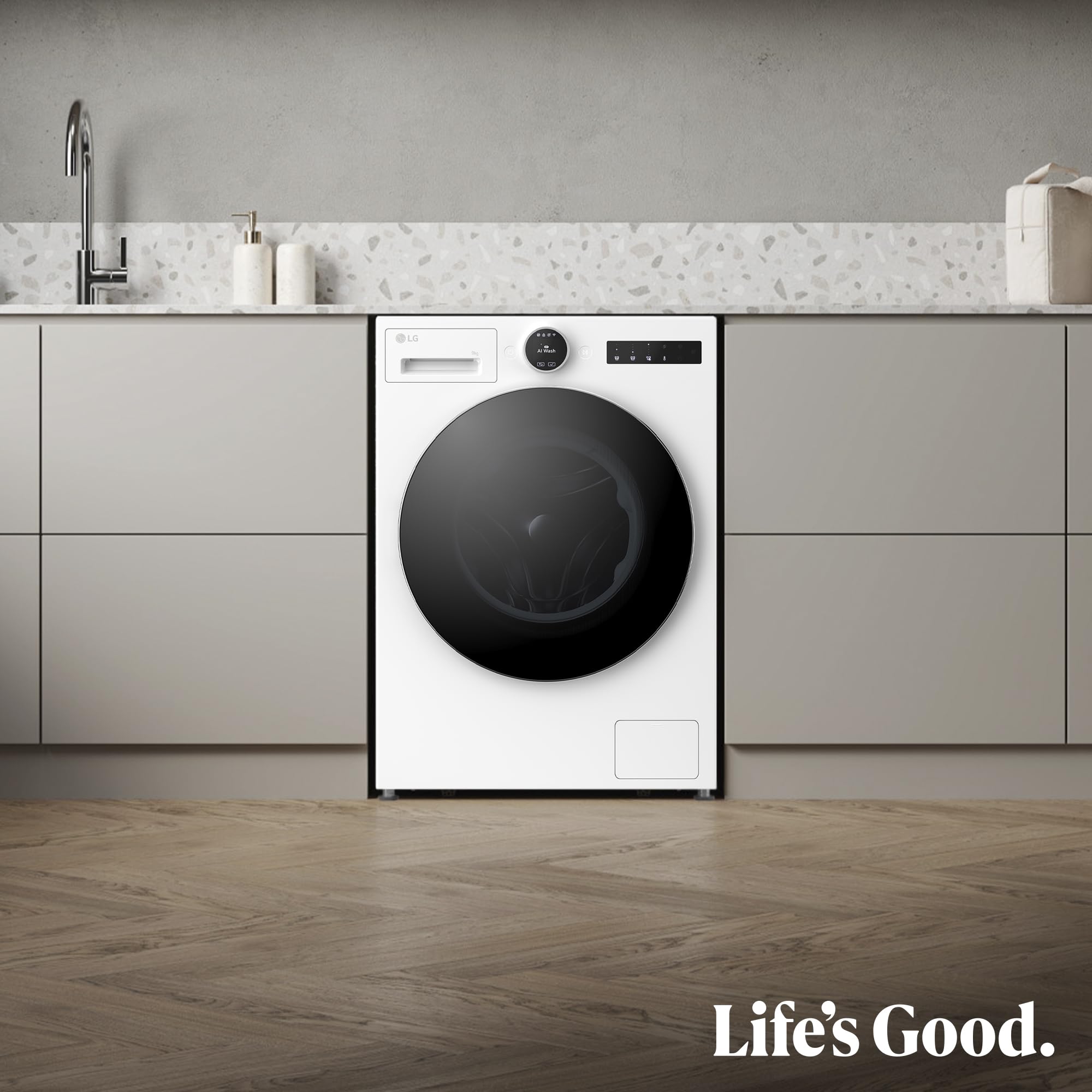 LG F4X9009TWCE Lavadora Inteligente, 9 Kg, 1400rpm, Carga Frontal, 23 Programas, AI Direct Drive, TurboWash 360º, 60% más eficiente que A, Serie 900, Blanca
