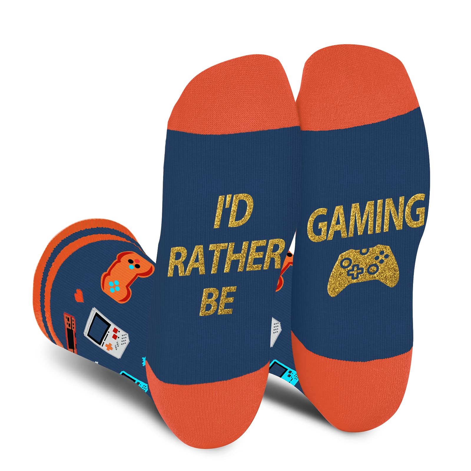 AGRIMONY Funny Gaming Gamer Socks for Men Boys-I’d Rather Be Gaming Novelty Funky Crew Socks - Teen Boys Mens Fun Crazy Silly Cotton Cool Socks Gamer Gifts Christmas Stocking, B-Gaming-A, M-L
