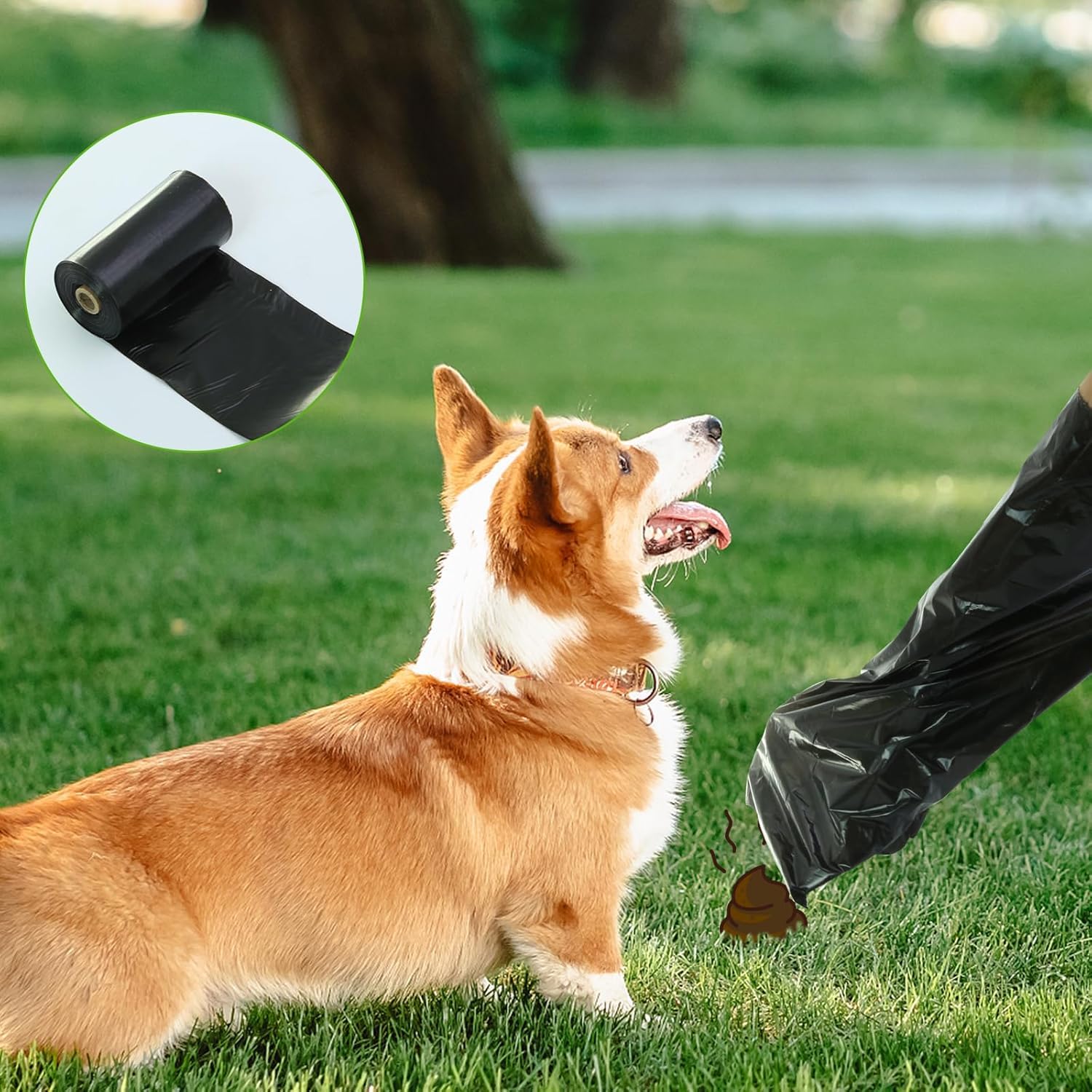 TopfreeThicker Dog Poop Bags 180 Dog Poo Bags Waste Bags Thick Strong Made from Corn Starch Plants Based (Black) — view 7