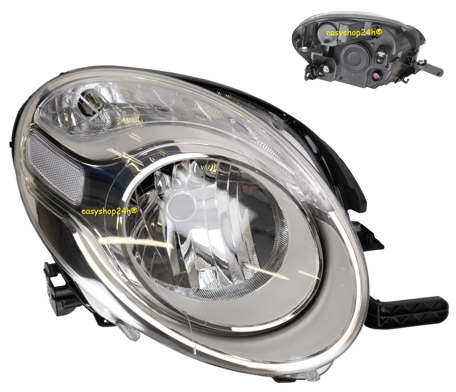 Faro Fanale Proiettore Anteriore Superiore DX Destro Per FT 500L 500 L da 2012 Alogeno H7 Regolazione Elettrica Completo di Motore Gruppo Ottico Fanalino Lato Passeggero