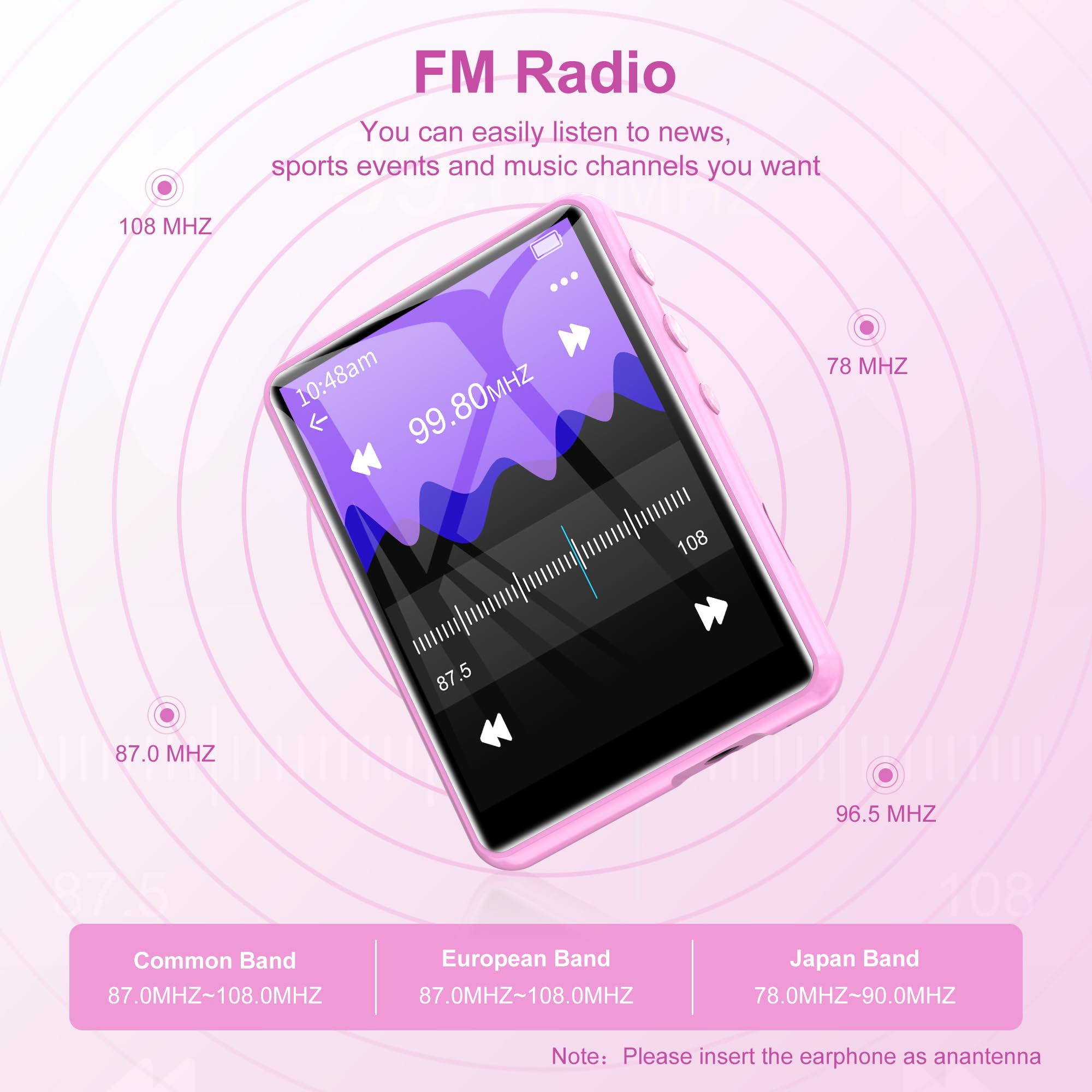64GB MP3 Player Bluetooth 5.3, SWOFY MP3 & Digital Audio Players with Touch Screen, M4 Music Player Built-in HD Speaker, FM Radio, Recording Support up 128GB Black 64GB MP3 Player Bluetooth 5.3, SWOFY MP3 & Digital Audio Players with Touch Screen, M4 Music Player Built-in HD Speaker, FM Radio, Recording Support up 128GB Black