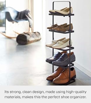 YAMAZAKI Home Tower Compact Modern Metal Shoe Rack - Tall, 31 - Steel - Holds 5 Shoes