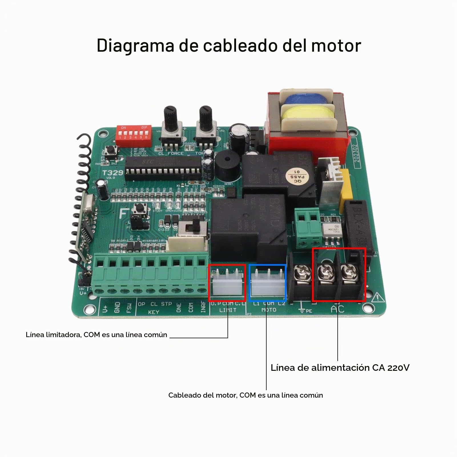 220V Abridor de Puerta Corrediza, Controlador de Motor de Puerta Automático con 2 Controles Remotos Operador de Puerta de Seguridad Antiinterferencia para Almacén de Garaje