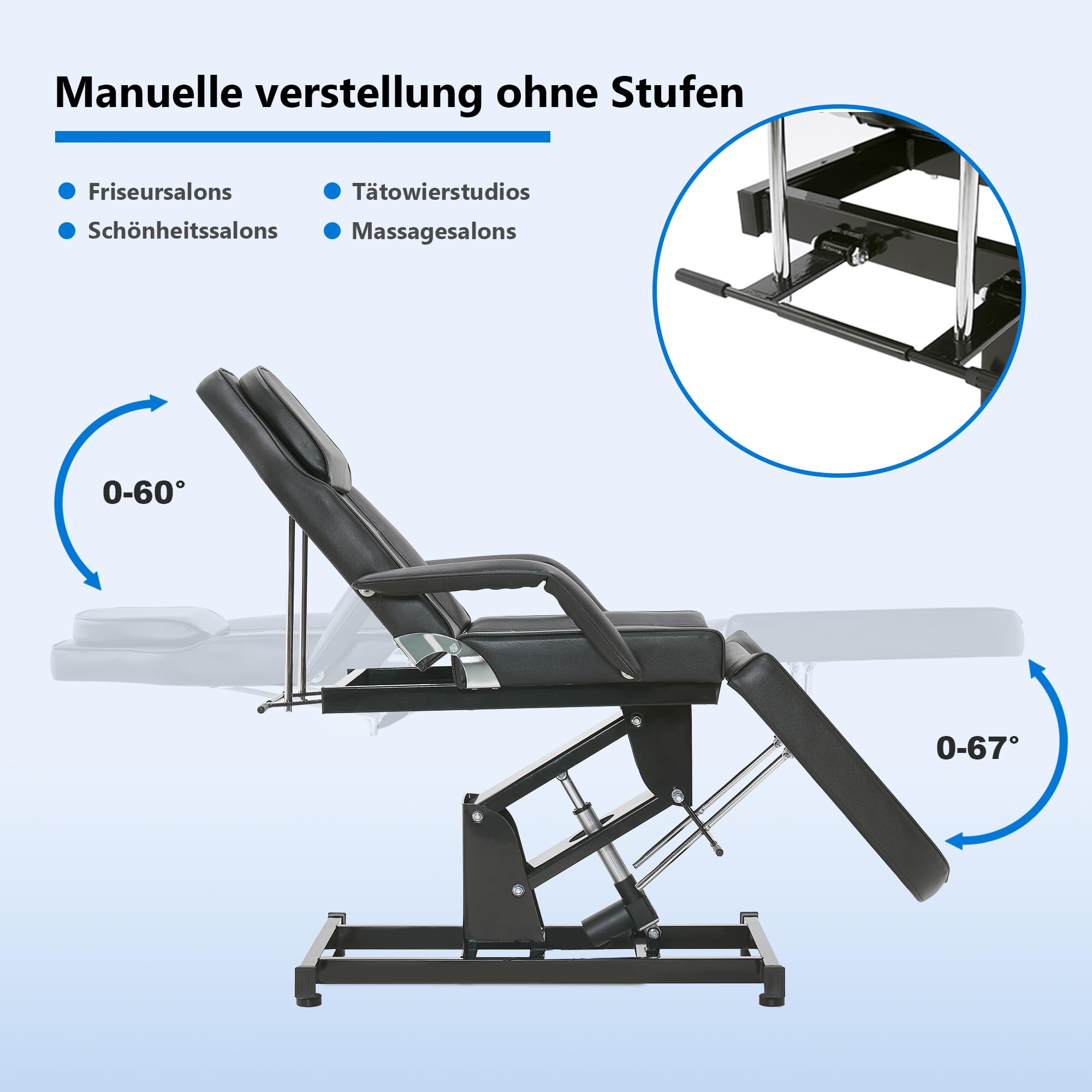 Barberpub Elektrische Tattoo Liege Massageliege, Kosmetikliege Set, Therapieliege Schönheitsausrüstung klappbar & höhenverstellbar, 0100 (Schwarz)