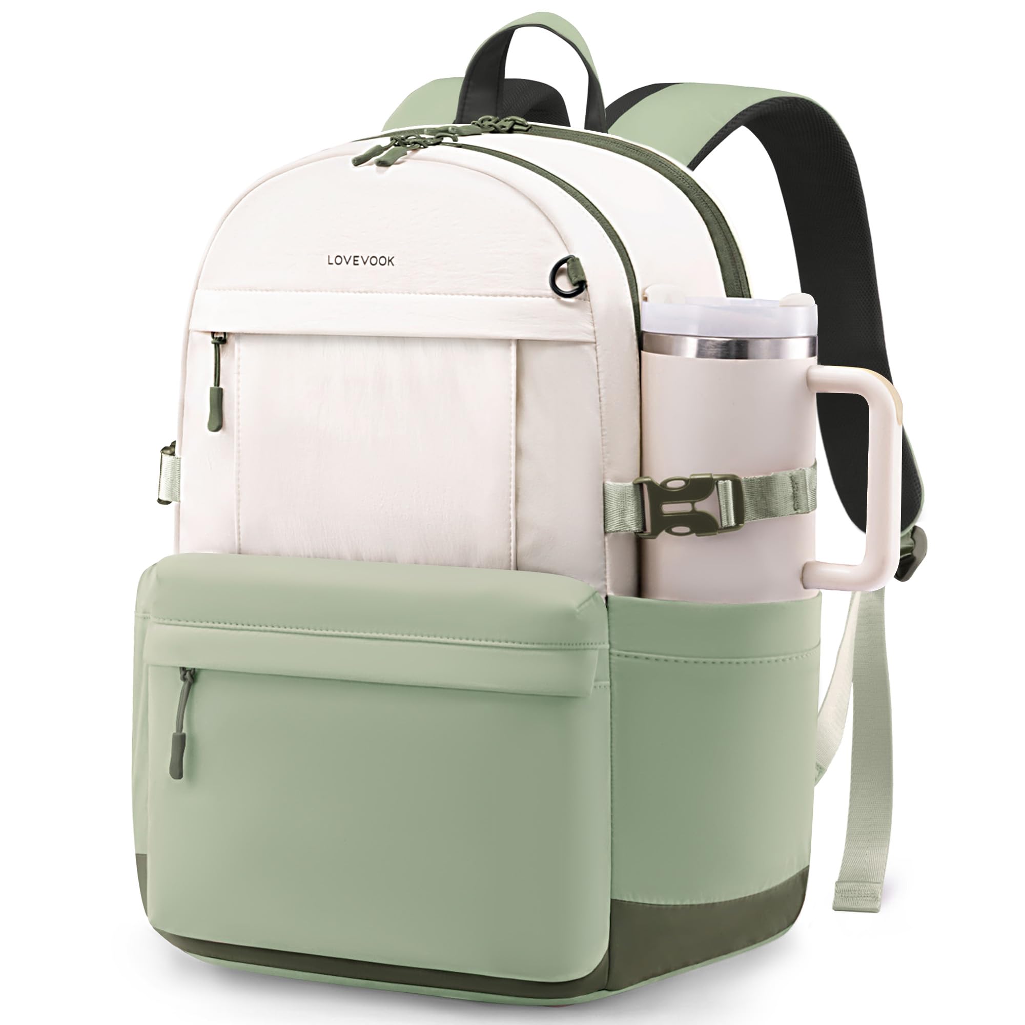 LOVEVOOK Rucksack Damen, 15,6 Zoll Laptop Schulrucksack Teenager mit Großem Fach für Trinkflaschen, Tagesrucksack Arbeitsrucksack Elegant, Leichte Schultasche für Reise Uni Work