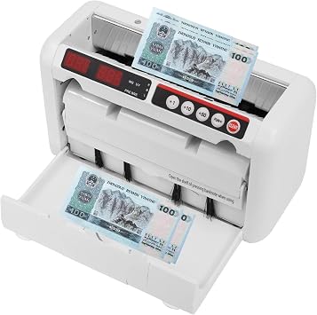 Cash Counter, Bill Counter Machine Portable Rechargeable Money Counting Machine with U-V & MG Counterfeit Detection, 800pcs/min Counting Speed for Multi-Currency or Tickets