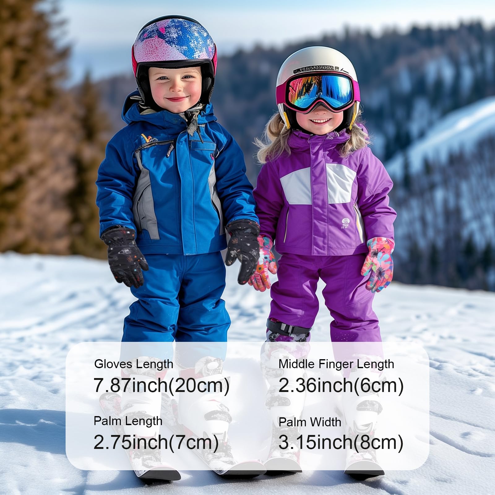 YooxArmor Guantes de Esquí para Niños,Guantes de Nieve de Invierno Impermeables para 4-8 Niños y Niñas,Guantes de Snowboard Resistentes al Viento y al Frío para Esquí y Ciclismo