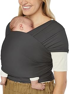 Ergobaby Sustainable Knit Aura Baby Carrier Wrap for Newborn to Toddler (8-25 Pounds), Soft Black