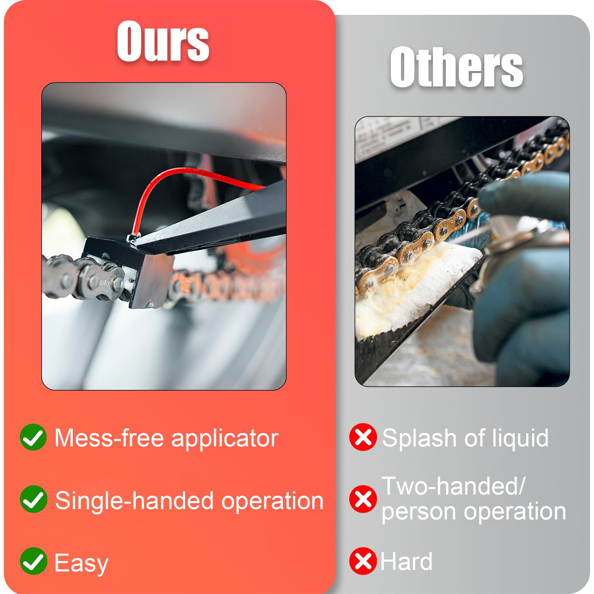 gaocnvt Chain Cleaning Kit for Motorcycle Bicycle – 5PCS Chain Brush Tool Set with 3-Sided Bristles, Chain Scrubber, Oil Injector – Bike Chain Maintenance Tools for MTB, Road Bike, Dirt Bike, ATV