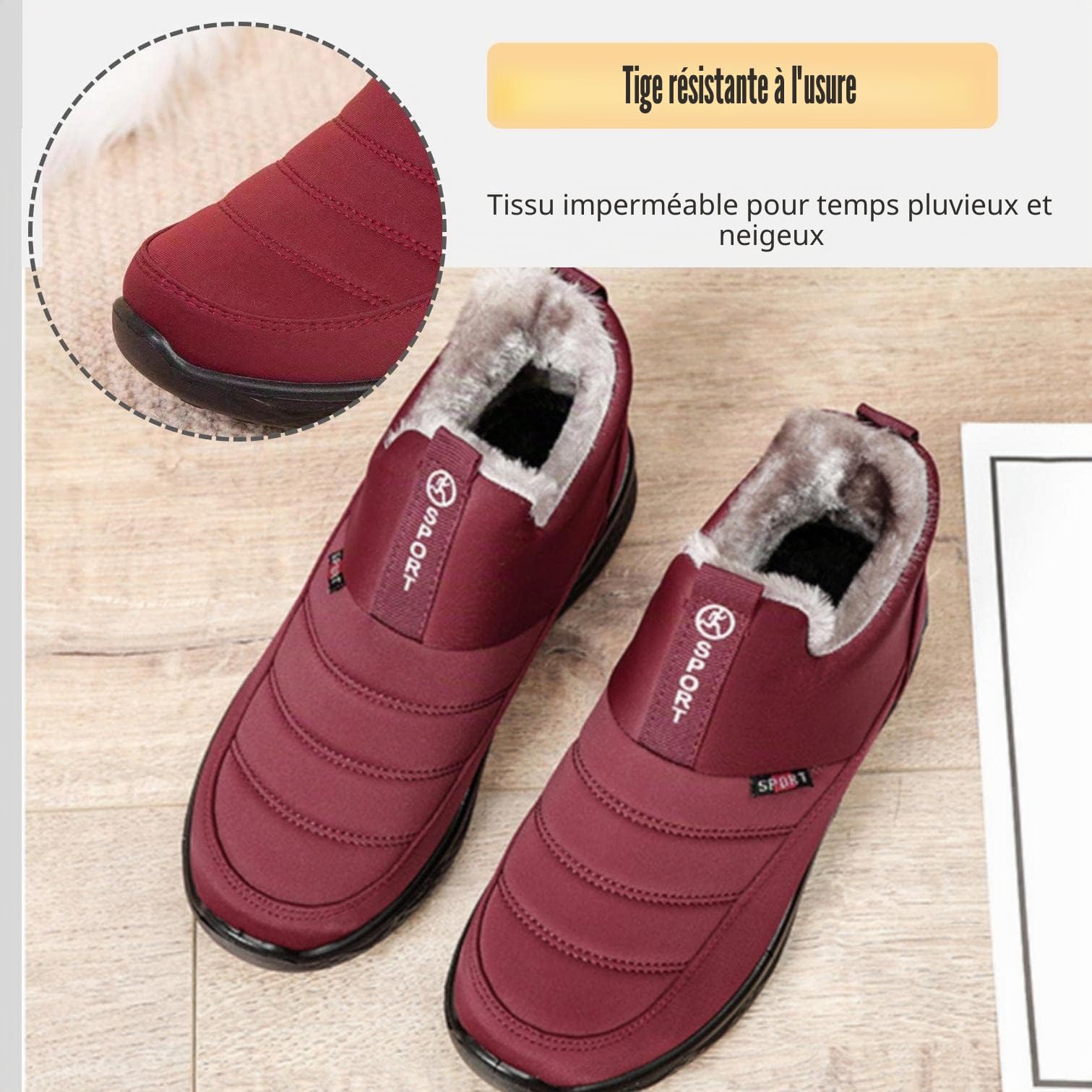 Bottes de Neige Femme Bottes Femme Hiver Chaussures Fourrées Chaude Boots Antidérapantes Chaussures de Marche