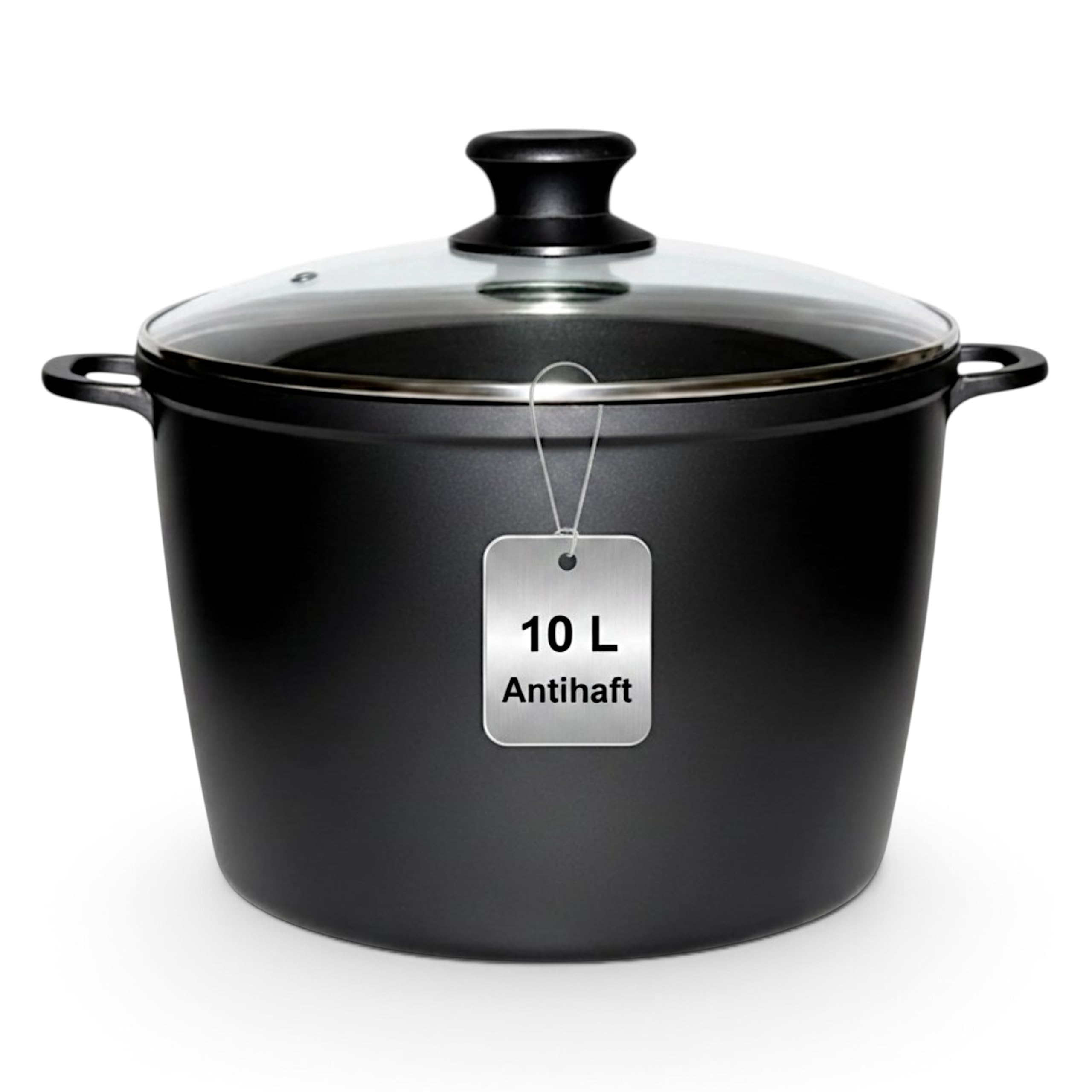 Kochtopf 10L mit Deckel Ø 28 cm – Aluminiumguss Kochtopf, Antihaftbeschichtung, Induktion geeignet, Suppentopf, Schmortopf, Universaltopf, Schwarz