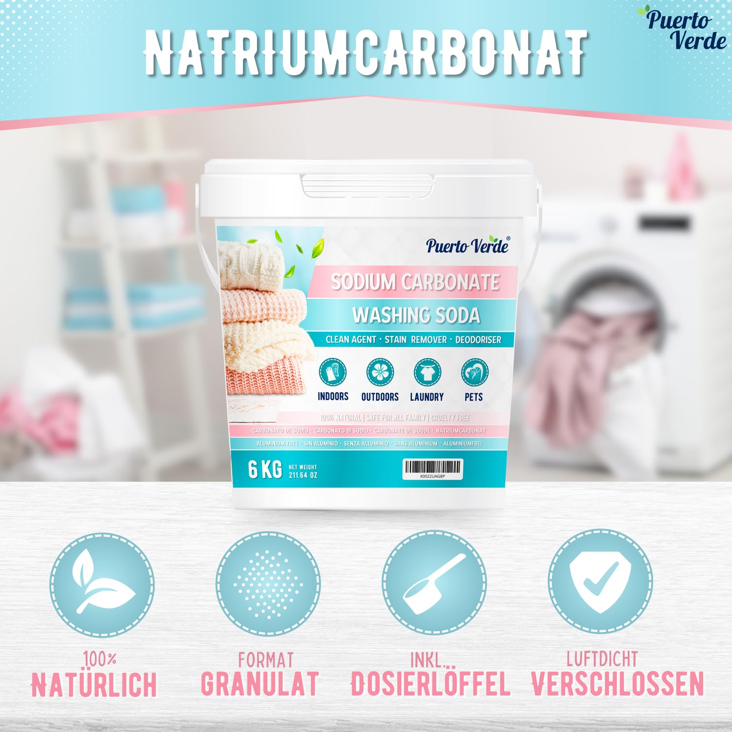 Waschsoda 6 Kg. Reines Natriumcarbonat für die Reinigung.