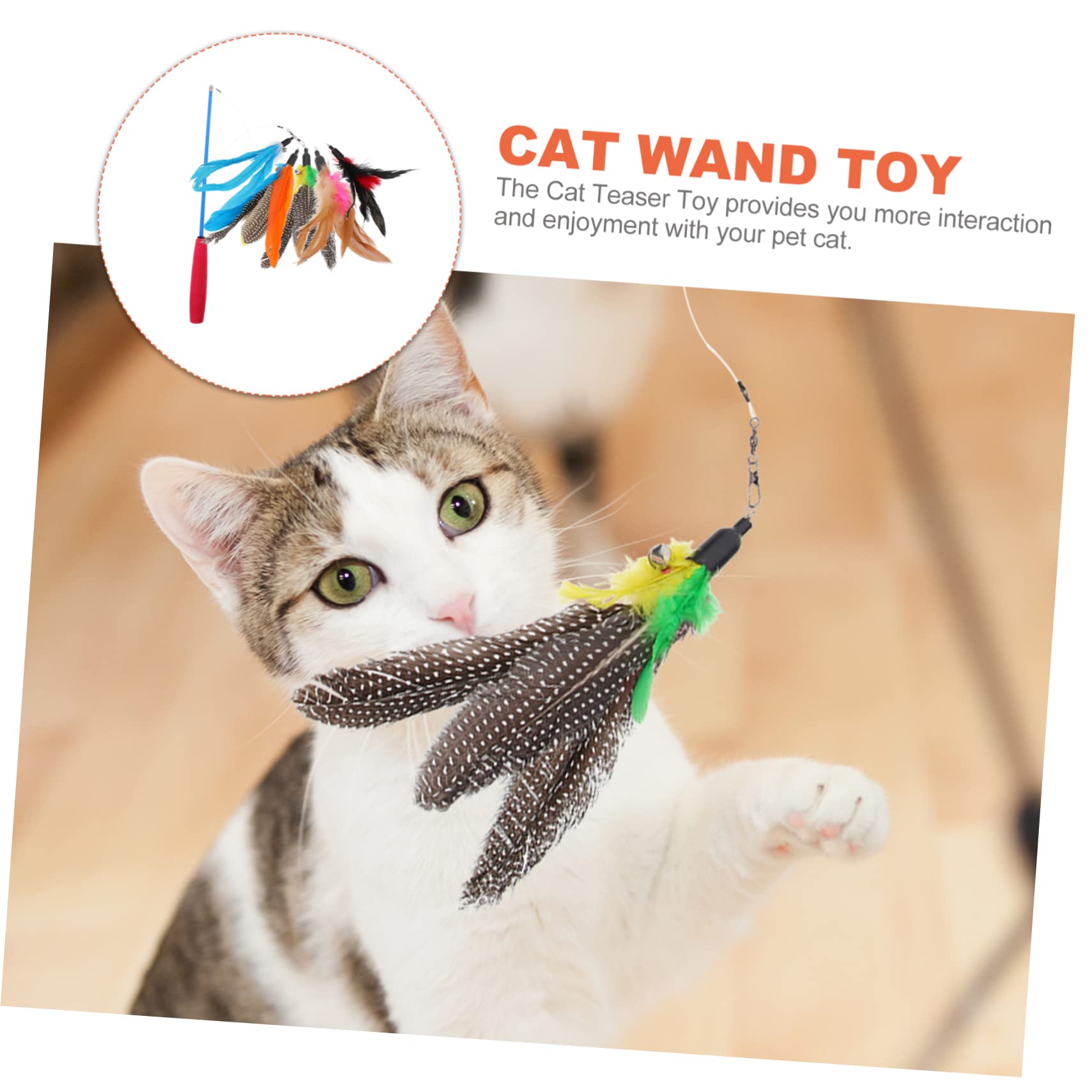 SUPVOX 4ensembles Canne Télescopique pour Chat avec Tête De Teasing De Jouets Interactifs pour Chats Stimule Instinct De Chasse Et Favorise Le Lien avec Votre Animal