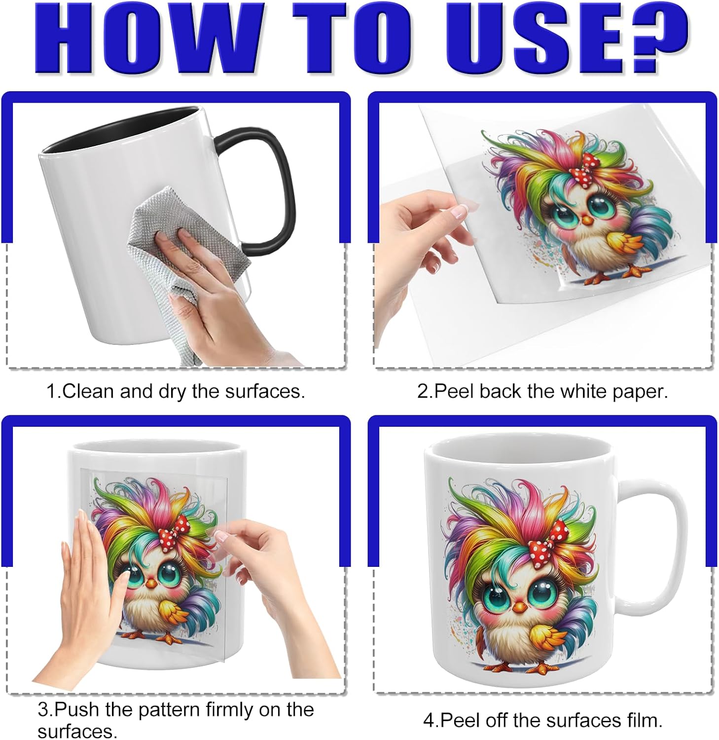 12 PCS UV DTF Stickers Funny Chicken UV DTF Cup Wrap for Mugs image 3