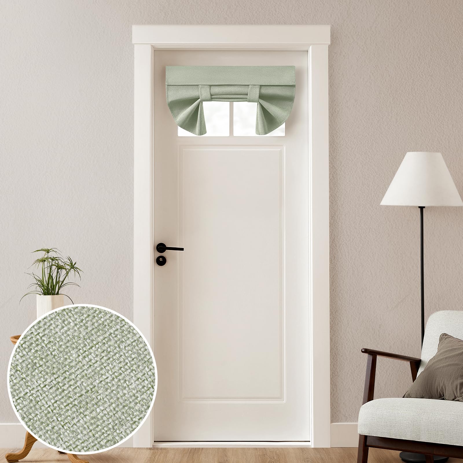 HOMEIDEAS 100% Linen Blackout French Door Curtains, Privacy Small Door Window Curtains, 26 X 20 Inch Shades for Front Window, Thermal Insulated