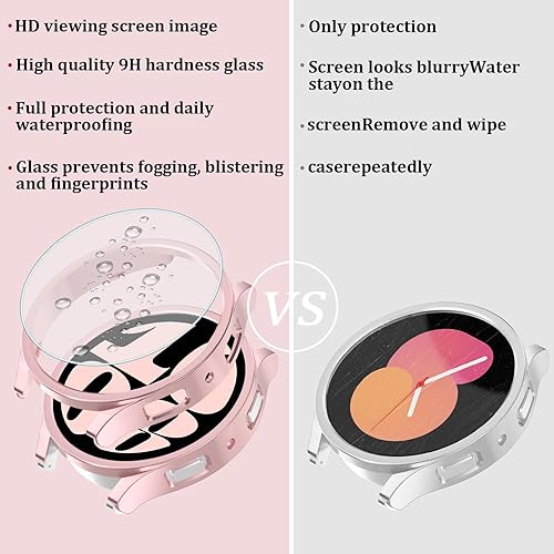 Miniatura 4 de Paquete de 6 + 6 fundas protectoras de pantalla para Samsung Galaxy Watch 6 de 1.575 pulgadas, vidrio templado antivaho y cubierta protectora de