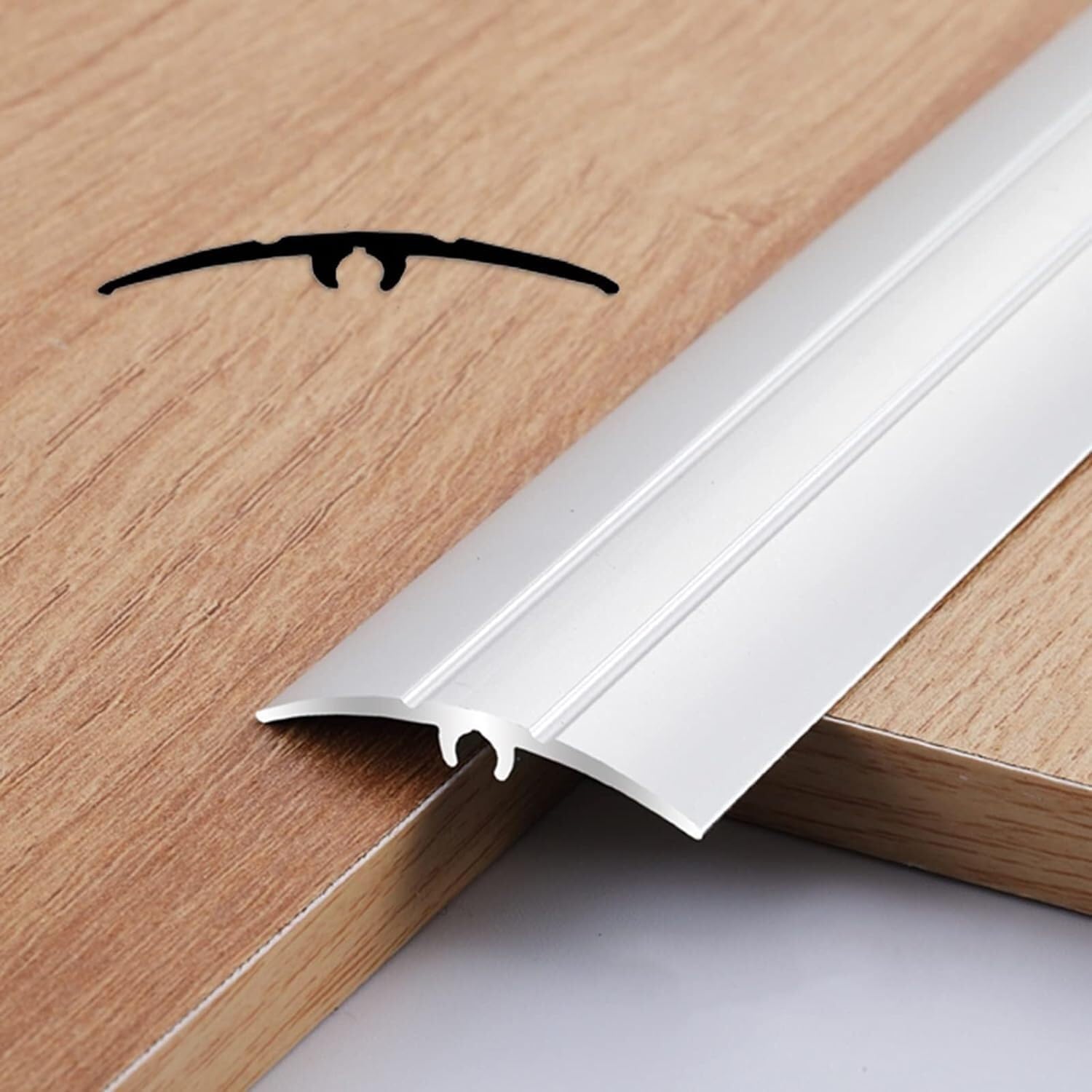 Flanged Seam Cover Transition Strip, Aluminum Edge Trim Strip, Safety Metal Door Floor Strip(Rose Gold)