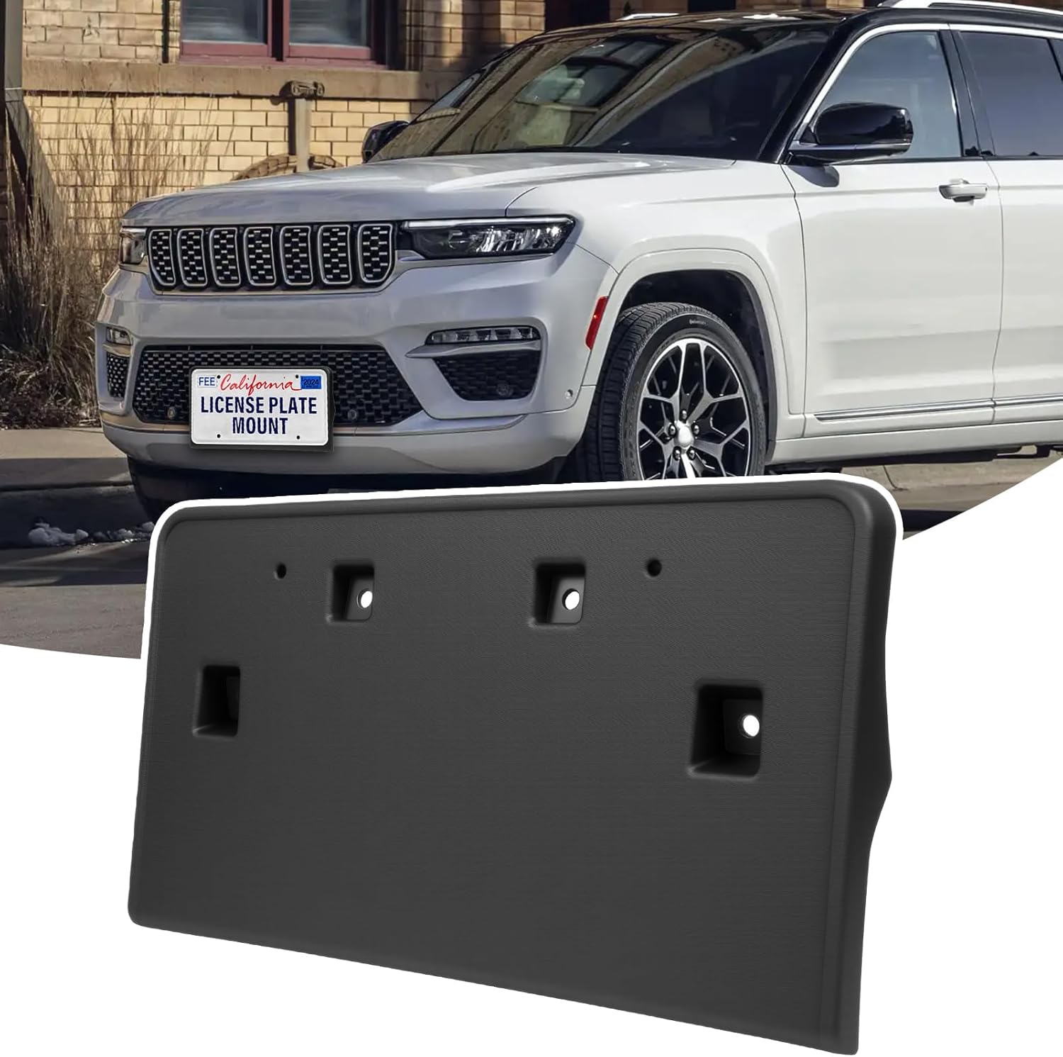 Heavy-Duty ABS Front License Plate Bracket – License Plate Holder & Frame Compatible with Jeep Grand Cherokee 2021-2023, Quick Installation with Screws, Vibration Dampening & Rust-Proof Design