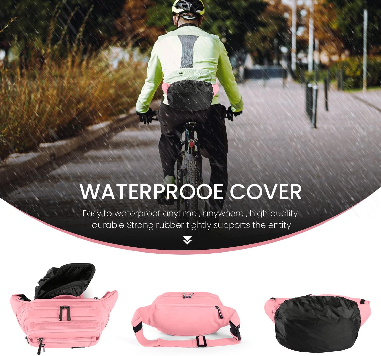 CXWMZY Fanny Packs For Women & Men Waist Pack Hip Bum Bag with Multi-Pockets Large Capacity Waterproof Casual Bum Bag for Disney Traveling Casual Cycling Running Hiking (Pink) - Image 5