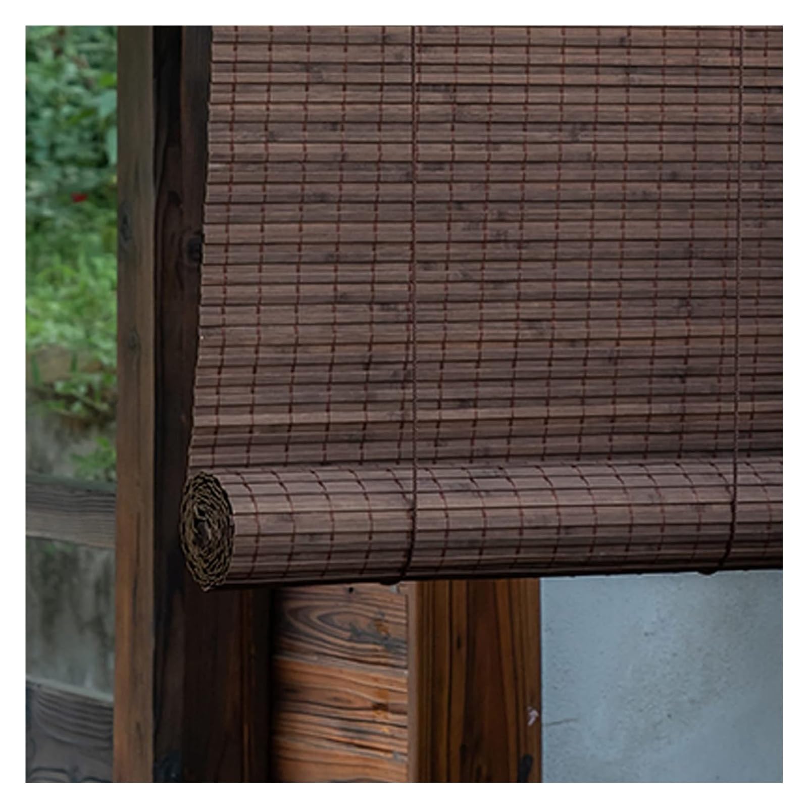 Tenda a rullo in bambù retrò, tende a pacchetto naturali, marrone scuro, tenda oscurante e traspirante, per interni/esterni/veranda/patio, personalizzabile (120 x 230 cm)