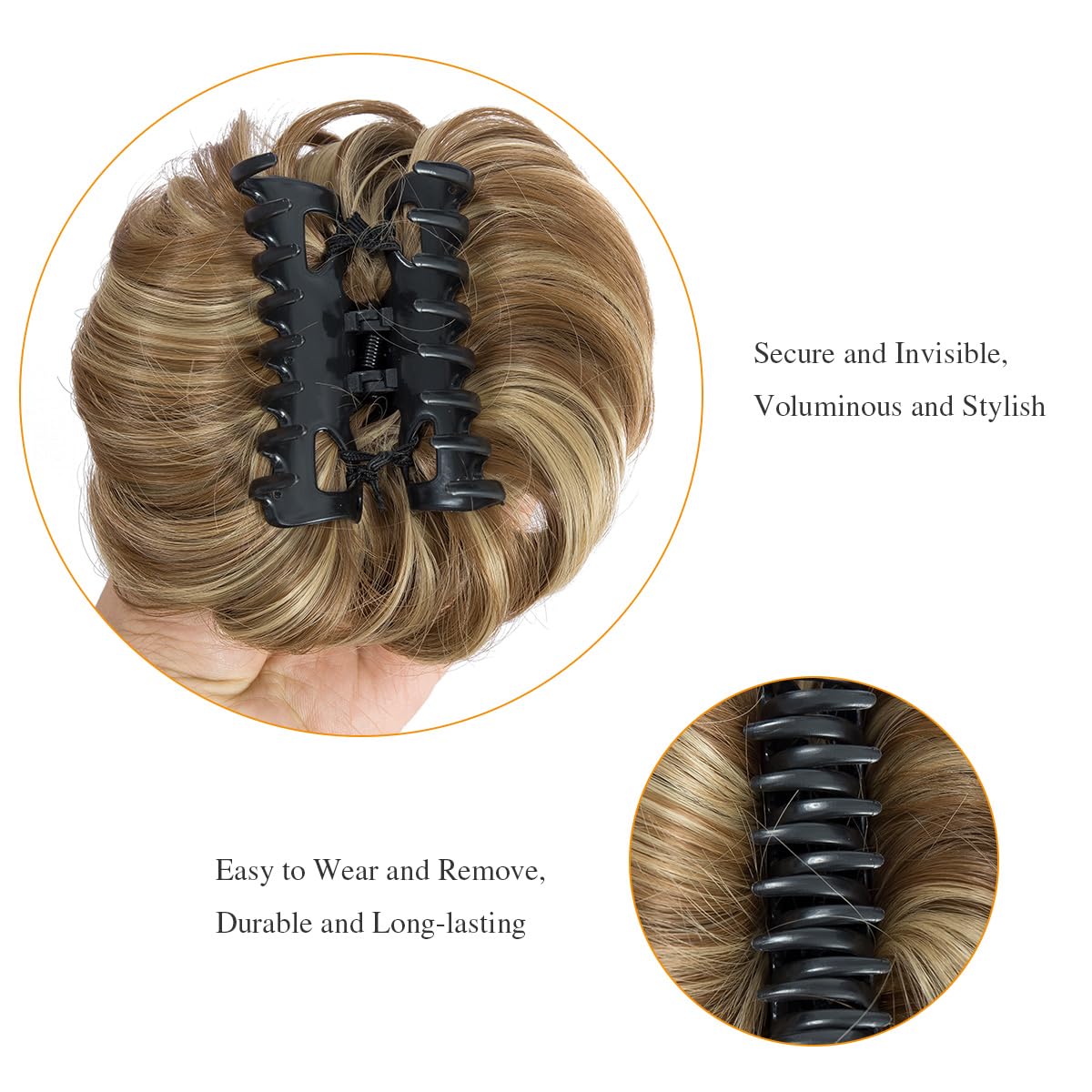 Yamel Messy Bun Hair Pieces for Women Claw Clip Hair Bun Extension Light Brown mix Ash Blonde Tousled Space Updo Synthetic Donut Curly Scrunchie - Image 4