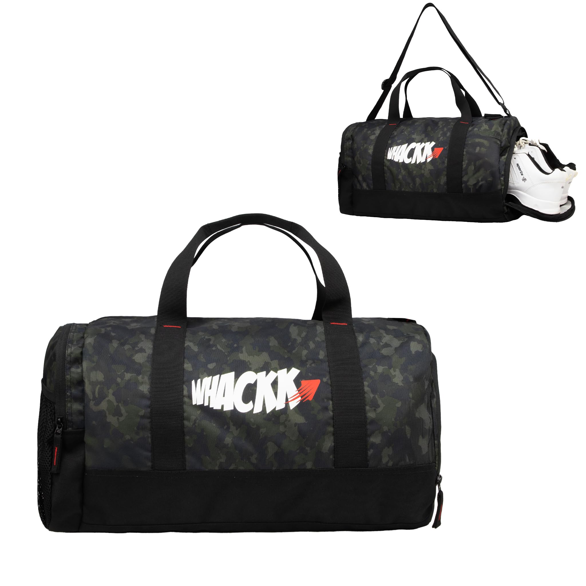 WHACKK Cardio Gym Bag Wild Moss Green | Sports Duffle Bag with Shoe Compartment & Adjustable Strap | Lightweight Gym, Travel & Weekend Duffel