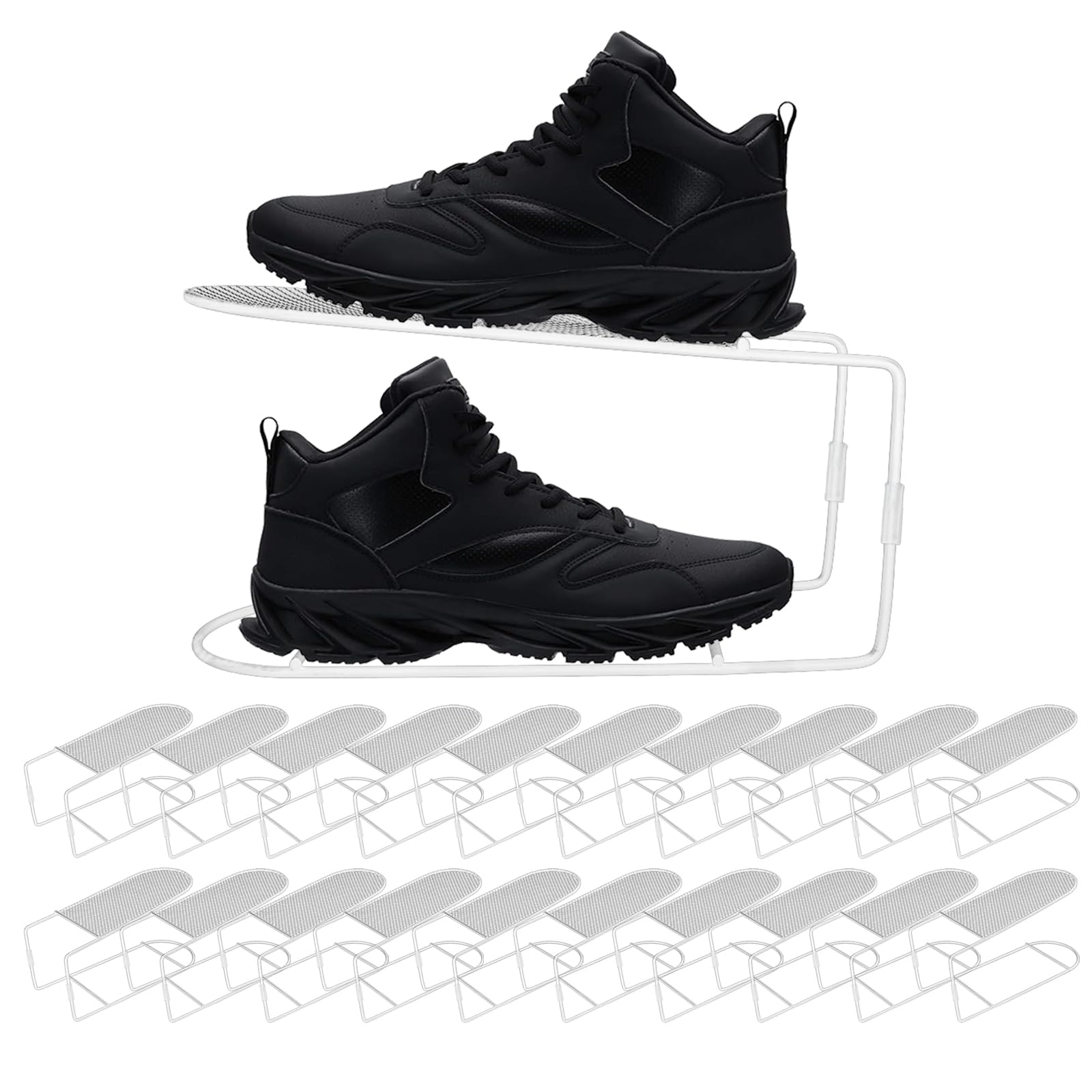 Schuhstapler Platzsparend Schuhorganizer Schuhregal Für Schränke Schuhaufbewahrung Platzsparend Schuh Organizer Für Schrank Shoes Organizer Eisen Schuhsortierer (20Stück, Weiß)