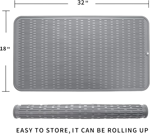 Miniatura 540 de Tapete de silicona para secado de platos para múltiples usos, fácil de limpiar, ecológico, resistente al calor, tapete de silicona para encimera