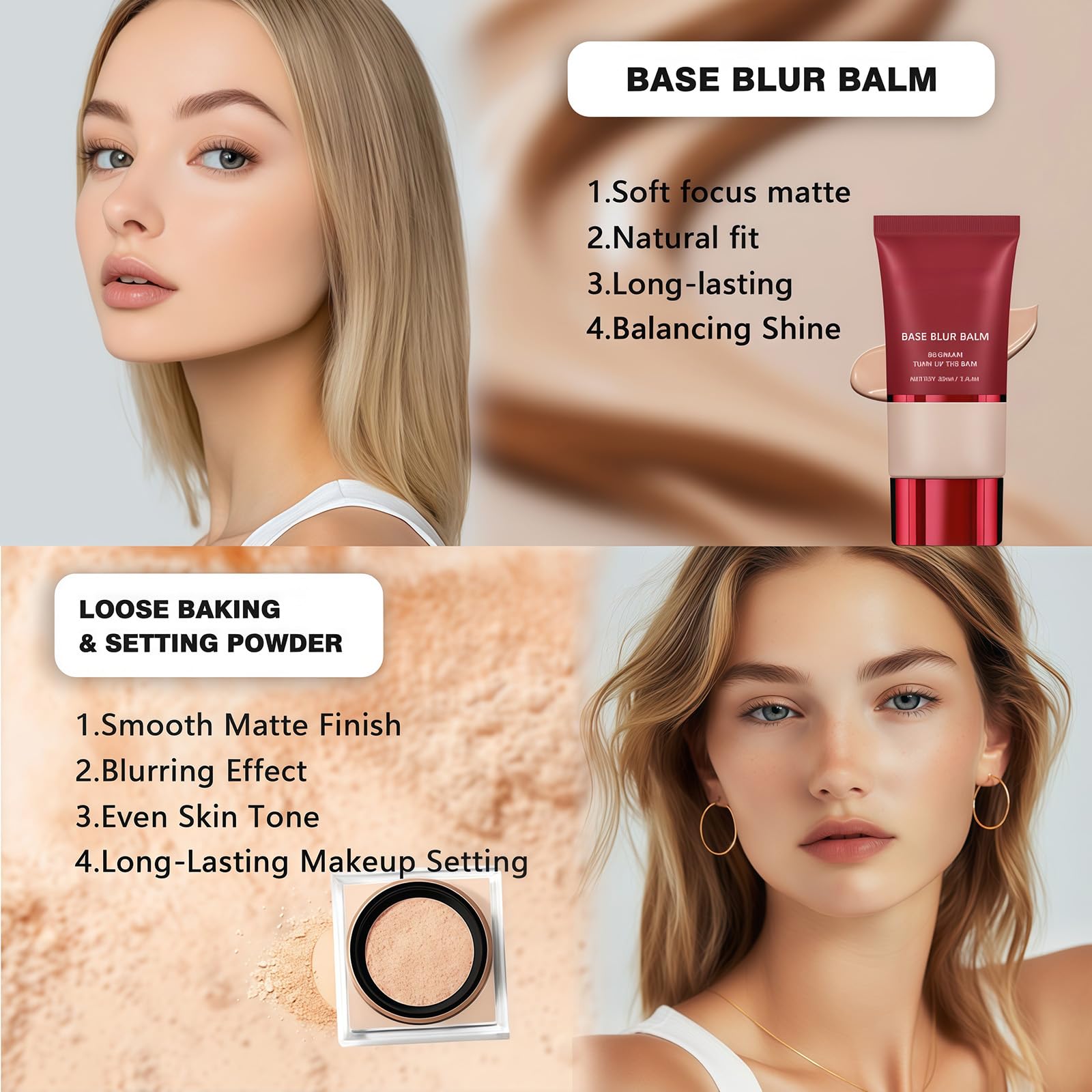 Kit di trucco da viaggio completo con bastoncino di burro in polvere e 6 ombretti, per un'applicazione rapida in viaggio, set cosmetico multiuso