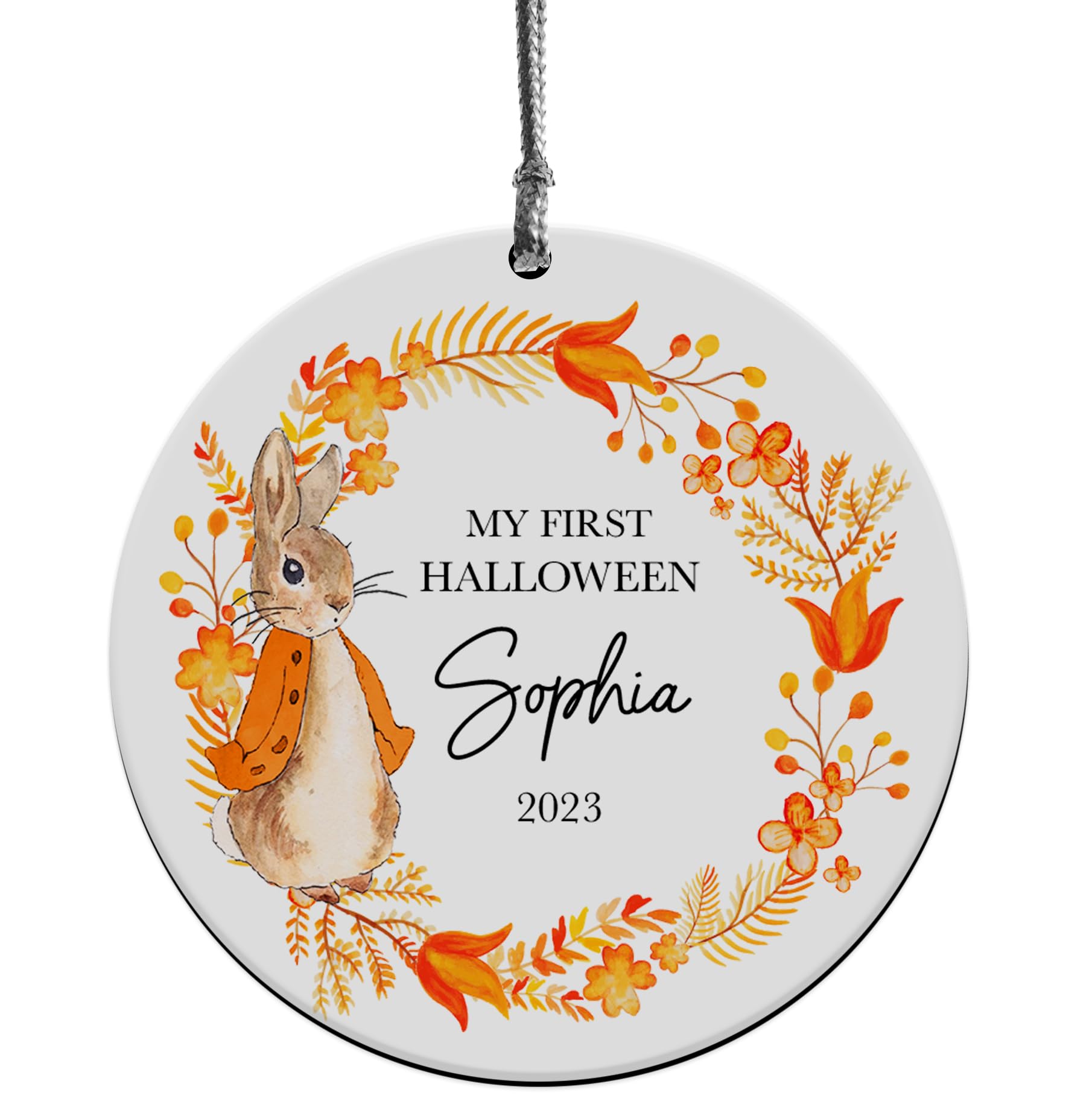 DaytripperPersonalised My First Halloween New Baby Gift For Girls Boys Hanging Decoration Rabbit Wooden Ornament Custom Name Nursery Decor Keepsake Babies Milestone