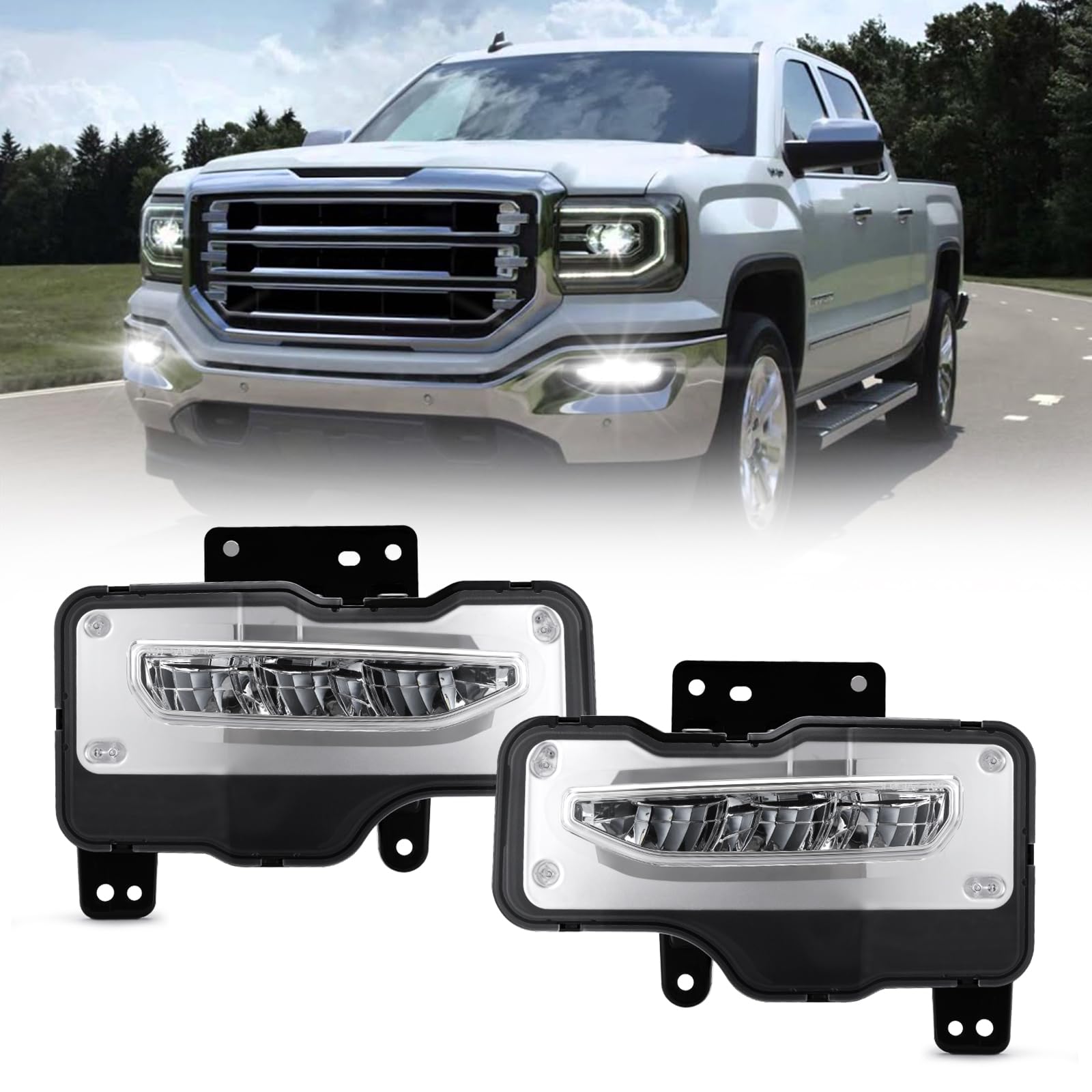 Photo 1 of BUNKER INDUST LED Fog Lights Compatible with 2016 2017 2018 GMC Sierra 1500, Bumper Driving Fog Lamp Kit Replacement Foglight (1 Pair)