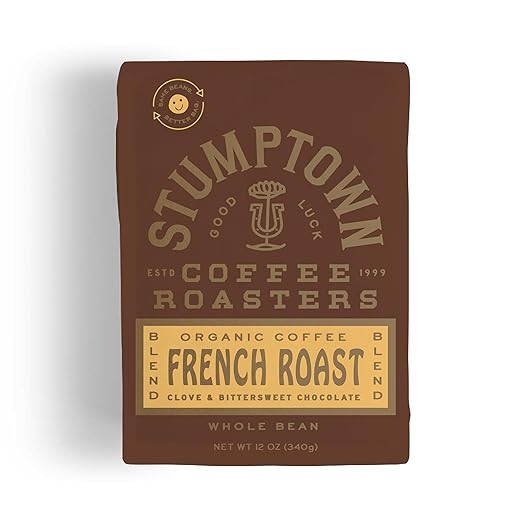 Stumptown Coffee Roasters, Dark Roast Organic Whole Bean Coffee - French Roast 12 Ounce Bag with Flavor Notes of Clove and Bittersweet Chocolate