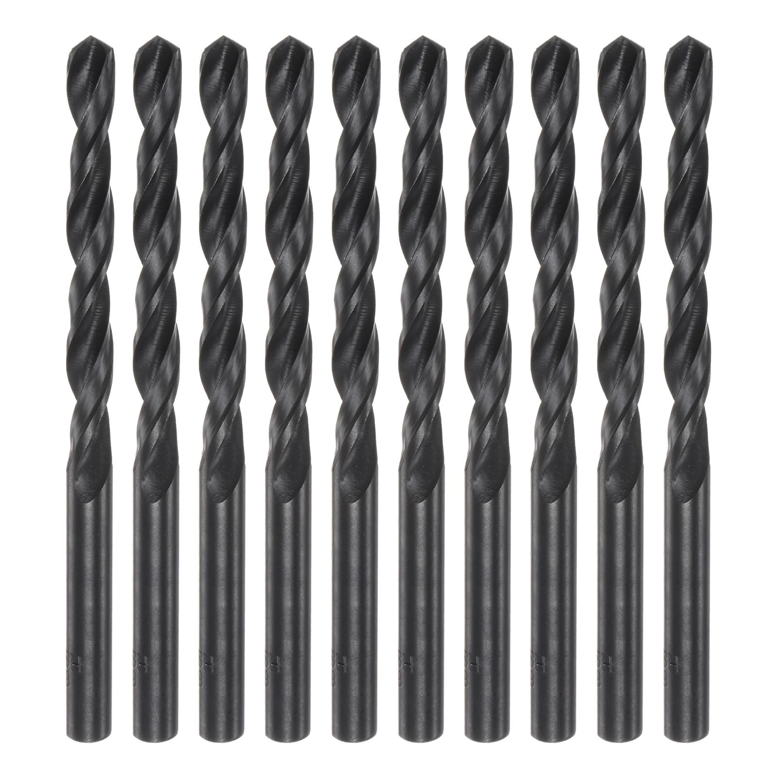 sourcing map 10pcs Jobber Drill Bits 6mm (15/64") Nitride Coated High Speed Steel (HSS) 4241 Twist Drill Bits for Stainless Steel Copper Aluminum Alloy Metal Wood Plastic, Black