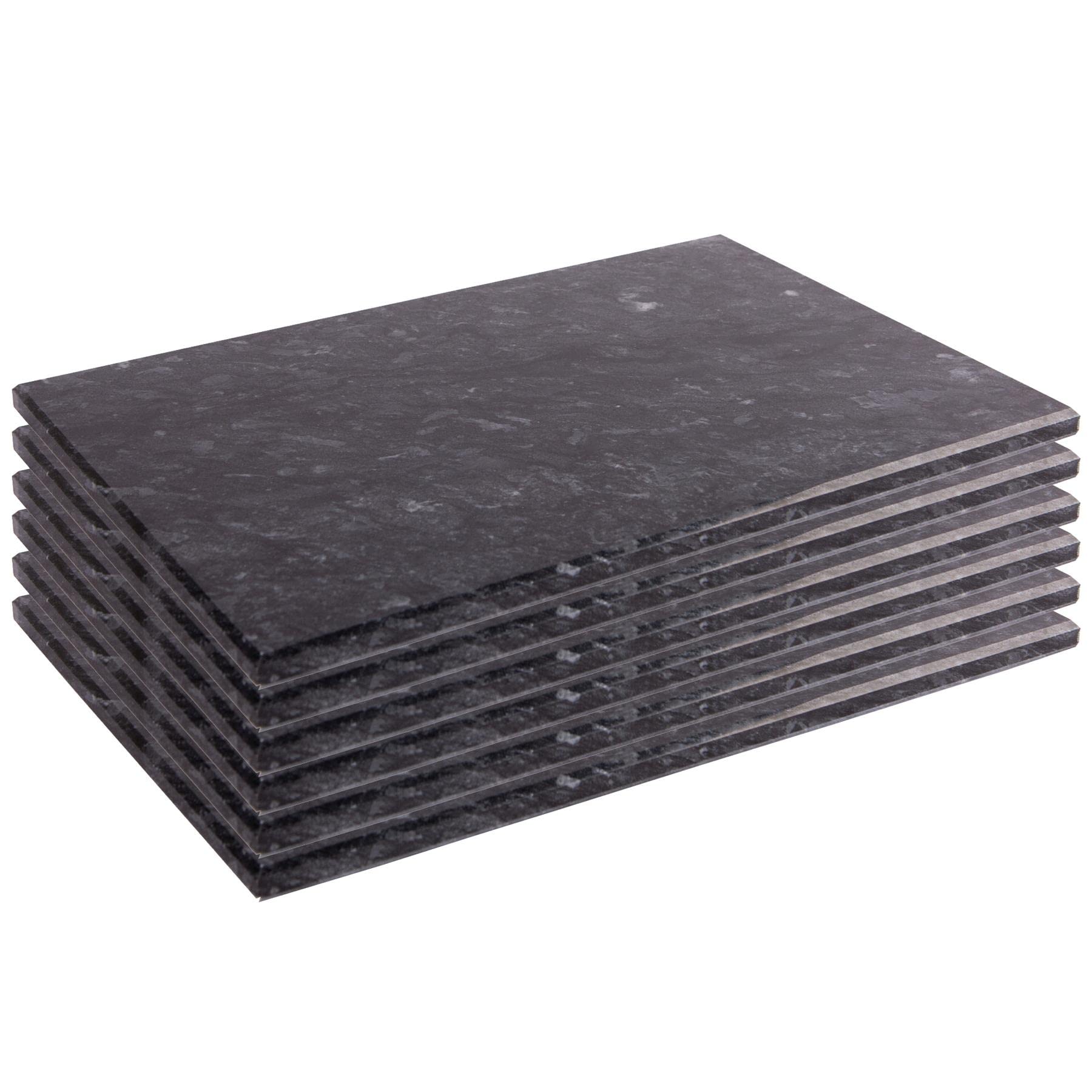 Argon Tableware Black Marble Placemats - 30Cm X 20Cm - Pack Of 6 - Rectangle Placemats Dining Mat Table Mat Plate Serving Trays For Appetizers, Lunch, Mains, Parties, Food Presentation