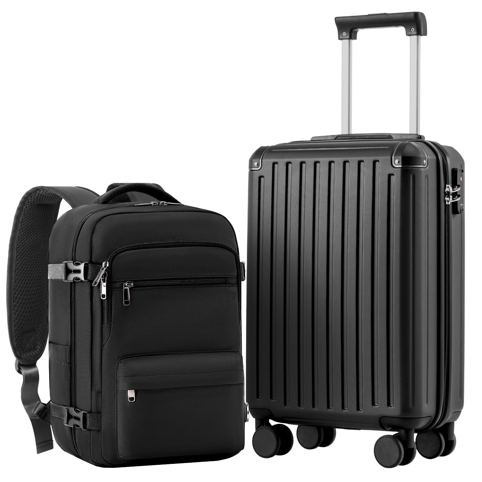 COOLIFE Kabinenkoffer 55X35X20cm für Ryanair Flugzeug Handgepäck Kabinengepäck Hartschalenkoffer mit TSA-Schloss und 4 Zwillingsrollen 2 Jahre Garantie