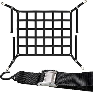 US Cargo Control Cargo Net for Pickup Truck Bed 4.2 FT x 3.5 FT, Adjustable Truck Cargo Net with S-Hooks & Cam Buckles, Fits Short Pickup Beds - Can Also Use in Trailers, Garages, Sheds
