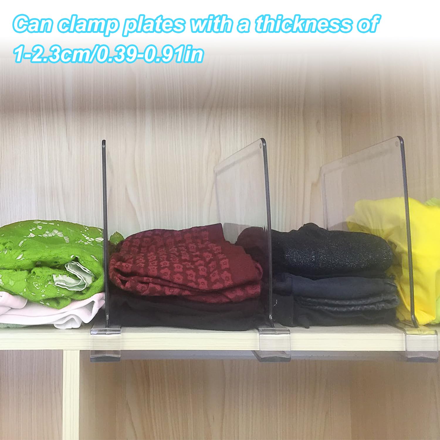 16 Stück Transparente Acryl regaltrenner, Kleideraufbewahrung Organisation, Regalteiler, Regal für Kleiderschrank ohne Bohrungen, Regaltrenner Kleiderschrank, Für Schlafzimmer Küche Kleiderschrank
