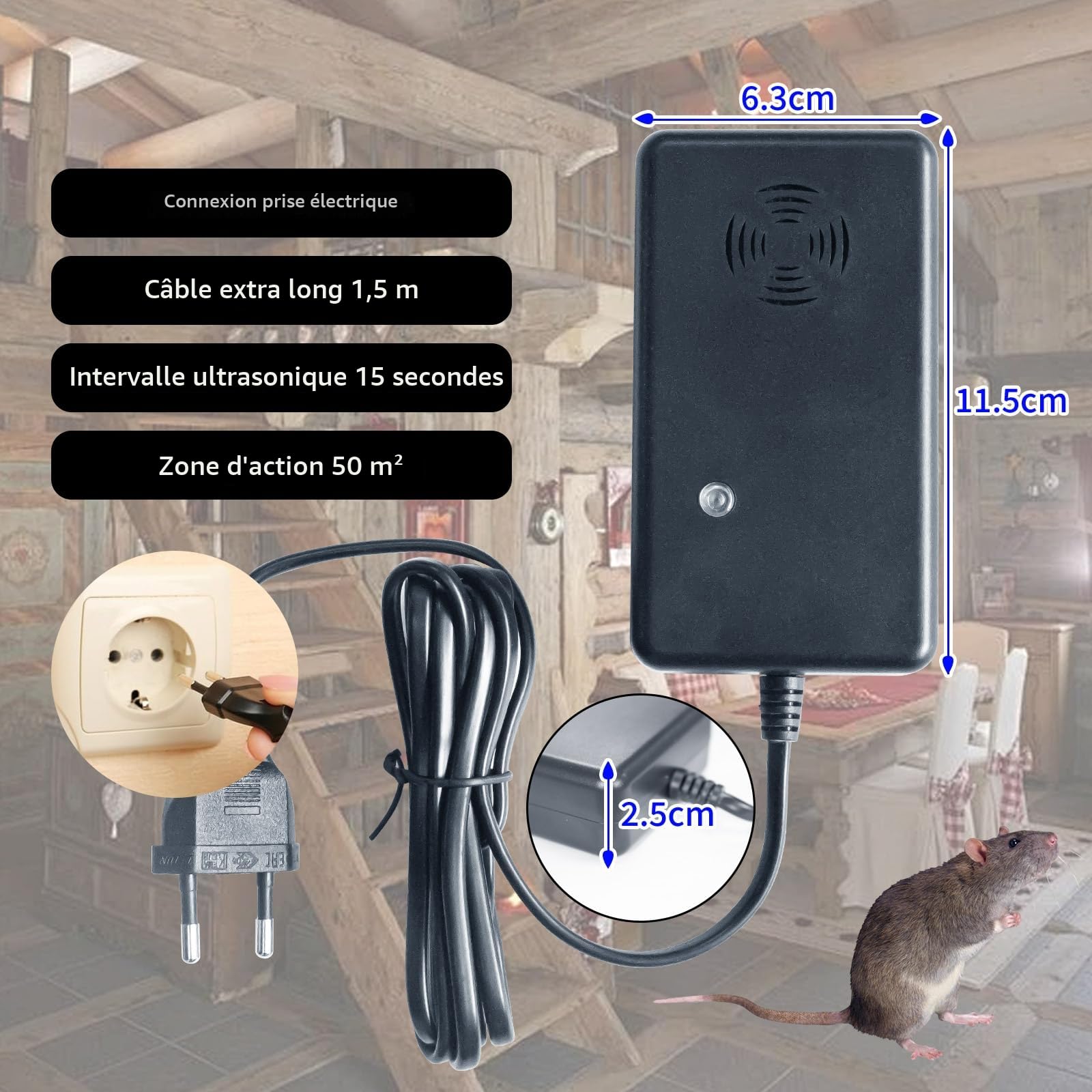 Répulsif Souris Ultrason, 2pc Ultrasons Anti Rongeurs, Piege a la Fouine Repulsif Rongeur pour Voiture, Anti Rongeur Voiture, Ultrason Souris et Rats pour Maison, Jardin, Garage