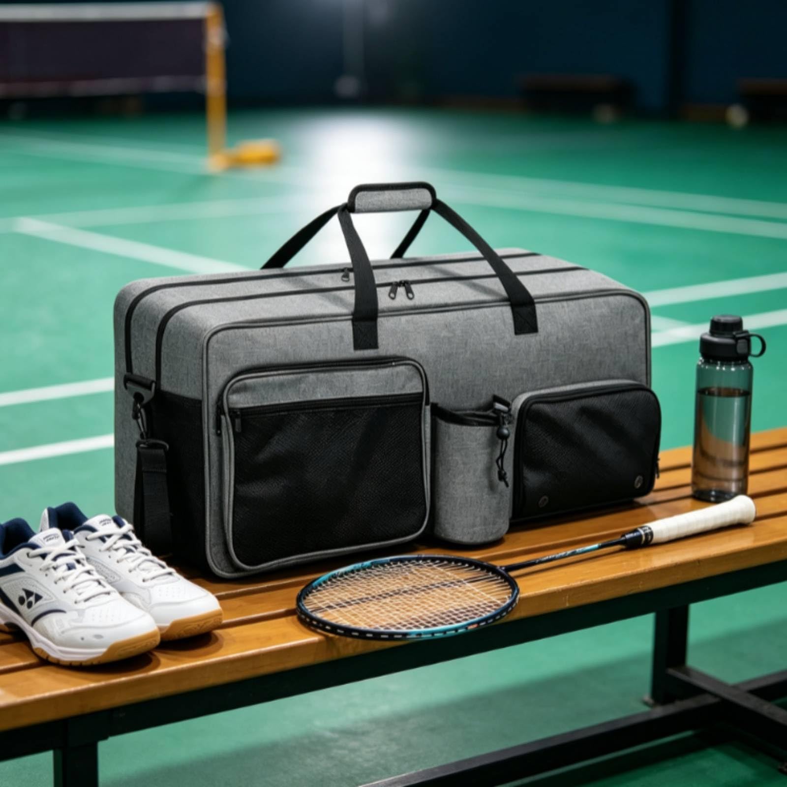 Baoblaze Carrier Borsa Racket Bag Borsone Sportivo Porta Racchette con Scomparto Scarpe Ventilato Cuciture Rinforzate Spallaccio Regolabile Fondo Impermeabile Adatta per Tornei Campo Palestra